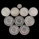 FRANCE, ensemble de pièces en argent comprenant : 
- 5...