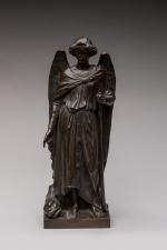 Antoine-Laurent DANTAN (1798-1878) Saint Raphael Bronze à patine brune. Porte...