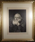 Léonard JARRAUD (1848-1926). Portrait d'un vieil homme.  Estampe signée...