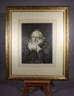Léonard JARRAUD (1848-1926). Portrait d'un vieil homme.  Estampe signée...