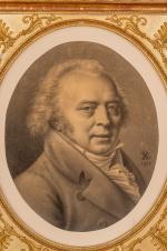 Charles Guillaume BOURGEOIS (1759-1832) Portrait d'homme Fusain à vue ovale...