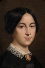 François BERNARD (1812 - c.1875) Portrait de jeune femme au...