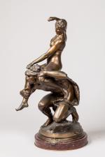 Édouard PEPIN (1842-1927) "Le joug" Bronze à patine médaille signé...
