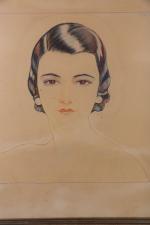 Boris SMIRNOFF (1895-1976). Portrait de femme.Crayons sur papier, signé et...