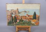 Georges RONNE (XXe siècle). 
Collioure.  
Huile sur toile signée...