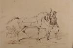 Carle VERNET (1758-1836). Cheval romain préparé pour la course.
