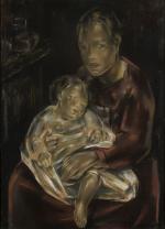 Maria BLANCHARD (1881-1932). Maternité. Pastel sur papier. Haut. : 97...
