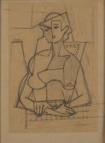 Jean METZINGER (1883-1956). Etude préparatoire pour "La Femme au verre"...