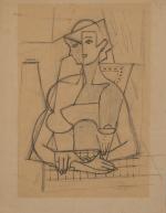 Jean METZINGER (1883-1956). Etude préparatoire pour "La Femme au verre"...
