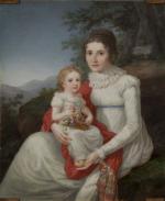 Joseph KALTNER (c.1758-c.1824). 
Jeune femme et son enfant dans un...