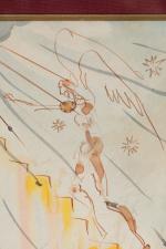 Salvador DALI (1904-1989).
L'échelle Mystique. 
Gouache, aquarelle, plume et encre sépia...