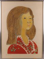 Henri LANDIER (né en 1935). 
Portrait de jeune femme. 
Gravure...