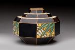 Charles CATTEAU (1880-1966), BOCH KERAMIS Vase octogonal étagé en faïence...