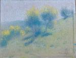Achille LAUGE (1861-1944). Genêts en fleurs. Pastel sur toile signé...