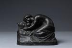 Joaquin CLARET (1879-1964).  Maternité.  Bronze à patine noire...