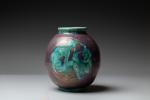 Edouard CAZAUX (1889-1974). 
Vase ovoide sur petit pied en céramique...