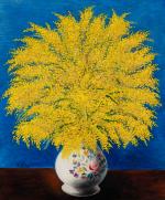 Moïse KISLING (1891-1953). Bouquet de mimosas. Huile sur toile. Signée...