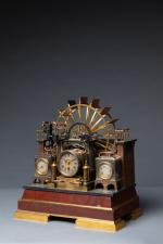Attribué à André-Romain GUILMET (1827-1892). Rarissime pendule automate à roue...