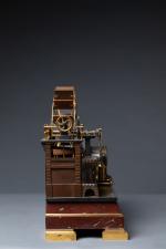 Attribué à André-Romain GUILMET (1827-1892). Rarissime pendule automate à roue...